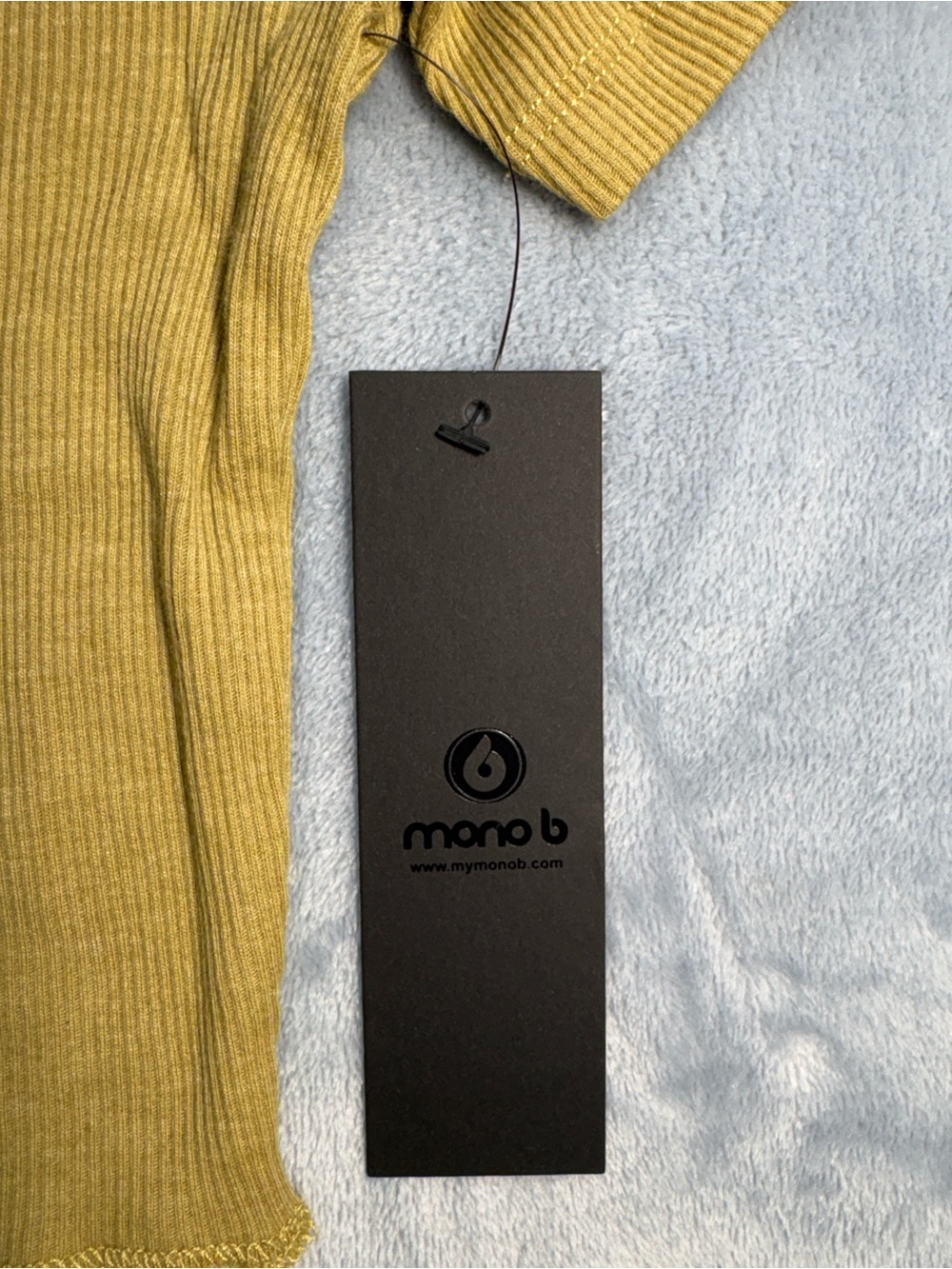 Mono B Ribbed Henley Crop Top - Mustard - Picture 3 of 8